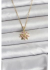 316L Çelik Zincir Gold Renk Pembe Papatya Model Kadın Kolye