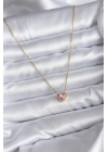 316L Çelik Zincir Gold Renk Pembe Zirkon Taşlı Charm Kadın Kolye