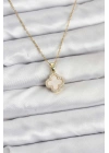 316L Çelik Zincir Gold Renk Sedefli Yonca Kadın Kolye