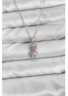 316L Çelik Zincir Gümüş Renk Teddy Bear Model Zirkon Taşlı Kadın Kolye