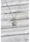 316L Çelik Zincir Gümüş Renk Yıldız Model Zirkon Taşlı Kadın Kolye