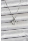 316L Çelik Zincir Gümüş Renk Yonca Model Kadın Kolye
