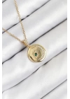 316L Çelik Zirkon Taşlı Ay Ve Güneş Model Gold Renk Kadın Kolye