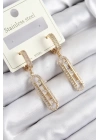 316L Çelik Zirkon Taşlı Sallantılı Messika Model Gold Renk Kadın Küpe