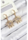 316L Çelik Zirkon Taşlı Sallantılı Yıldız Model Gold Renk Kadın Küpe