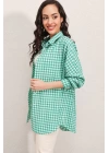 3900 Oversize Kareli Gömlek - Y.Yeşil