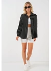 3900 Oversize Uzun Basic Gömlek - C. Siyah