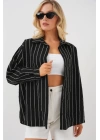 3900 Oversize Uzun Basic Gömlek - C. Siyah