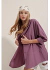 3900 Oversize Uzun Basic Gömlek - Koyu Lila