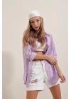 3900 Oversize Uzun Basic Gömlek - Lila