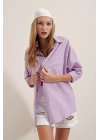 3900 Oversize Uzun Basic Gömlek - Lila