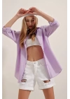 3900 Oversize Uzun Basic Gömlek - Lila