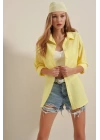 3900 Oversize Uzun Basic Gömlek - Sarı