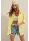 3900 Oversize Uzun Basic Gömlek - Sarı