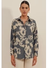 3900 Oversize Uzun Basic Gömlek - V. Antrasit