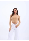 42471 TRİKO CROP KAZAK-BEJ