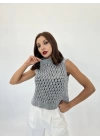 43021 TRİKO FİLE SÜVETER-GRİ