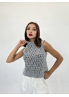43021 TRİKO FİLE SÜVETER-GRİ
