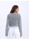 43191 TRİKO CROP KAZAK-GRİ