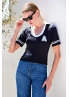 4320 Polo Yaka Basic Triko Bluz - Siyah