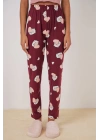 4323 Desenli Pijama Altı - Bordo