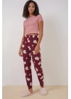 4323 Desenli Pijama Altı - Bordo