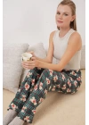 4323 Desenli Pijama Altı - Zümrüt Yeşili