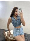 6317 KOT BLUZ-MAVİ
