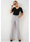 6538 Kemerli İspanyol Paça Pantolon - Gri