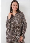 6699 Leopar Desenli Alt Üst Takım - C. Kahverengi