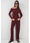 6708 Düşük Omuz Alt Üst Takım - Bordo