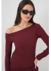 6708 Düşük Omuz Alt Üst Takım - Bordo