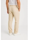 Erkek Keten Pantolon – Cepli, Beli Lastikli Ve Bağcıklı, Nefes Alan Rahat Kalıp, Yazlık Ve Baharlık Günlük Giyim, Şık - Konforlu Boru Paça Model - Bej