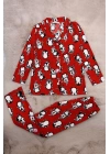 7-11 Yaş Düğmeli Çocuk Pijama Takımı Kırmızı - 19583.1913.