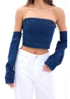 7357 KOT CROP-MAVİ