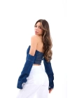 7357 KOT CROP-MAVİ