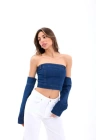 7357 KOT CROP-MAVİ