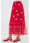 8010 Desenli Şifon Etek - A.Kırmızı