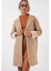 9085 Balık Sırtı Kaşe Kaban - Camel