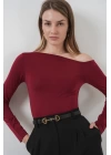 937 Kayık Yaka Sandy Bluz - Bordo