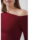 937 Kayık Yaka Sandy Bluz - Bordo