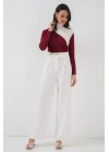 940 Büzgü Detaylı Sandy Bluz - Bordo