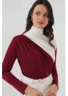 940 Büzgü Detaylı Sandy Bluz - Bordo