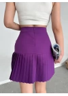 Altı pliseli mini etek Mor s24705