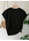 Anneler Günü Hediye Anne Temalı Baskılı Oversize Bisiklet Yaka T-shirt - Siyah