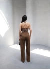 Arkasi Lasti̇kli̇ Pi̇leli̇ Dökümlü Wide Leg Pantolon