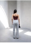 Arkasi Lasti̇kli̇ Pi̇leli̇ Dökümlü Wide Leg Pantolon