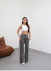Arkasi Lasti̇kli̇ Pi̇leli̇ Dökümlü Wide Leg Pantolon