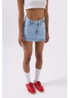 Asimetrik Bel Denim Mini Etek