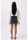 Asimetrik Bel Denim Mini Etek